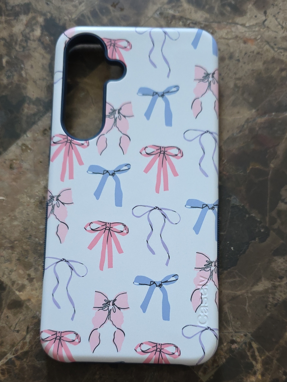 Cute Bow-Print Protective Phone Case - Pink & Blue Samsung S25+